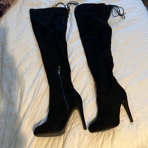Black over the knee suede boots